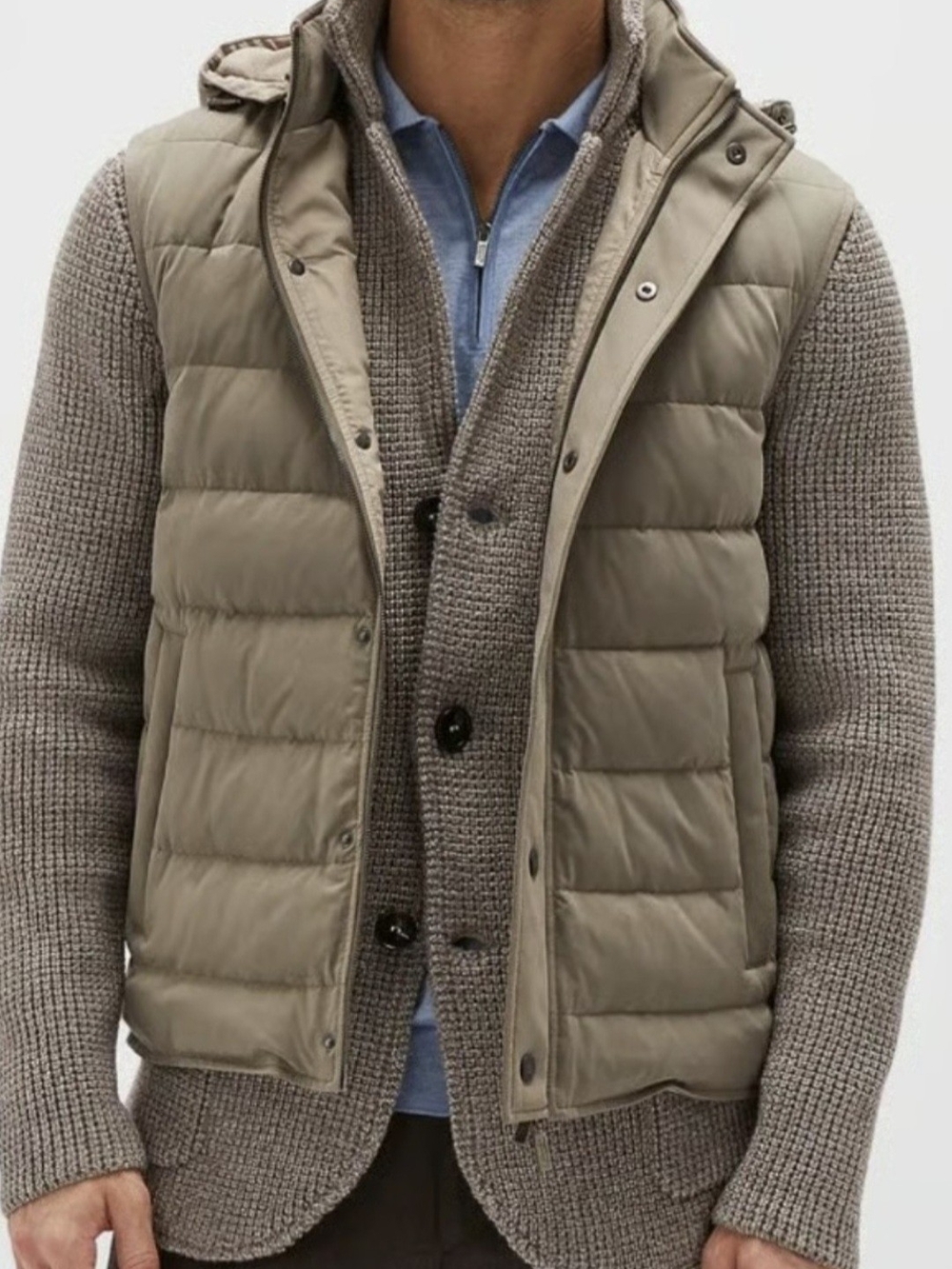 Maurizio Baldassari Men's Quilted Hooded Puffer Vest Size 58 / Beige